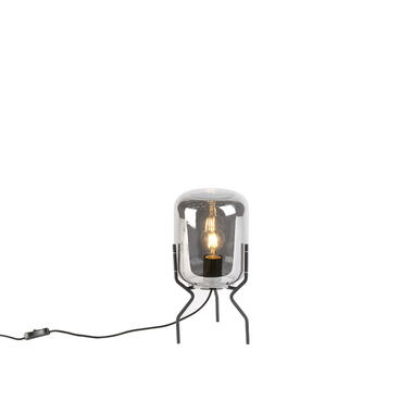 QAZQA Smart design tafellamp zwart met smoke glas incl. wifi A60 - Bliss product
