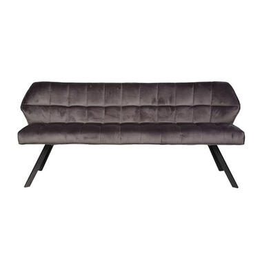 Industriële eetkamerbank Romy velvet 180 cm grijs - 190x180x81 cm - Stof - Grijs product