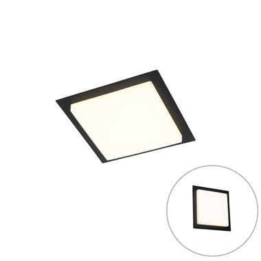 QAZQA Moderne plafondlamp zwart vierkant incl. LED IP44 - Lys product