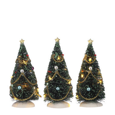 LuVille Kerstdorp Miniatuur Bomen - 3 Stuks - H15 cm - Multikleur product