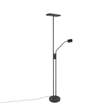 QAZQA Moderne vloerlamp met leeslamp vierkant zwart - Jazzy product