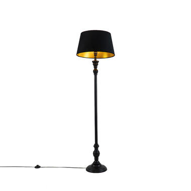 QAZQA Vloerlamp met 45 cm kap zwart met gouden binnenkant - Classico product