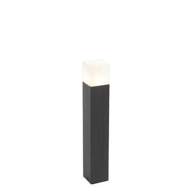 QAZQA Staande buitenlamp zwart met opaal witte kap 50 cm - Denmark product
