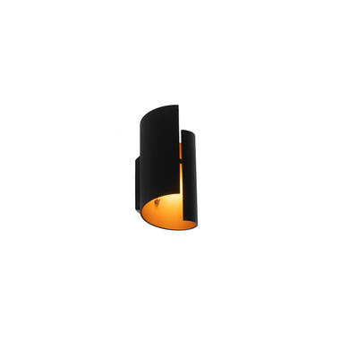 QAZQA Moderne wandlamp zwart met gouden binnenkant - Faldo product