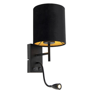 QAZQA Art Deco wandlamp zwart met velours kap - Stacca product