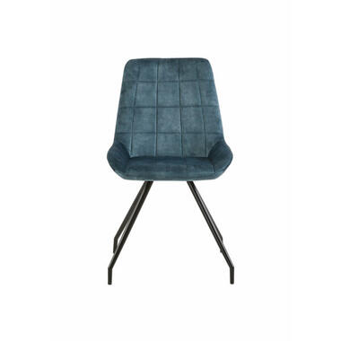 Eetkamerstoel Toulouse Blauw Met Zwart Onderstel - Velvet product