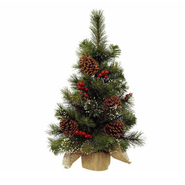 Everlands Kerstboom - kunst - mini - inclusief versiering - 60 cm product