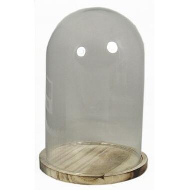 Stolp - decoratief - glas - houten plateau - 30 cm product