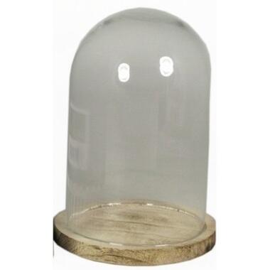 Stolp - decoratief - glas - houten plateau - 22 cm product