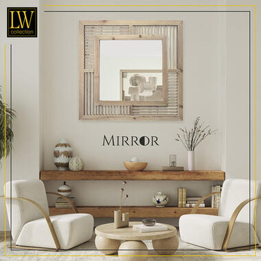 LW Collection Wandspiegel bruin vierkant 60x60 cm hout product