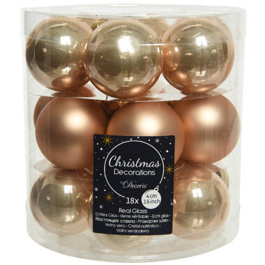 Decoris Kleine kerstballen - 18x - toffee bruin - D4 cm - glas product