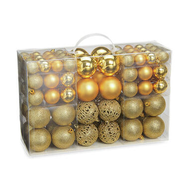 Wurm Kerstballen - 100st - kunststof - goud - 3-4-6 cm product