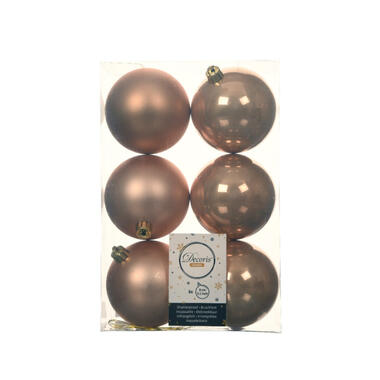 Decoris Kerstballen - 6x st - toffee bruin - D8 cm - kunststof product