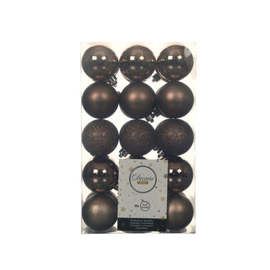 Decoris kerstballen - 30x st - walnoot bruin - D6 cm product