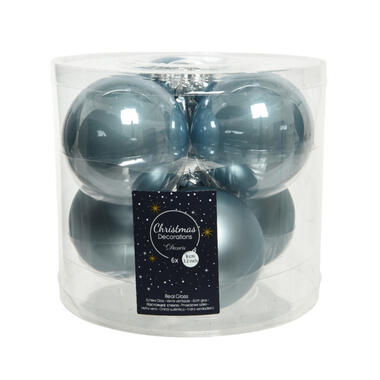 Decoris Kerstballen - 6x st - lichtblauw - 8 cm - glas product