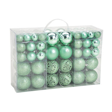 G. Wurm Kerstballen - 100x - kunststof - mint groen - 3-4-6 cm product