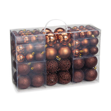 Wurm Kerstballen - 100st - kunststof - bruin - 3-4-6 cm product