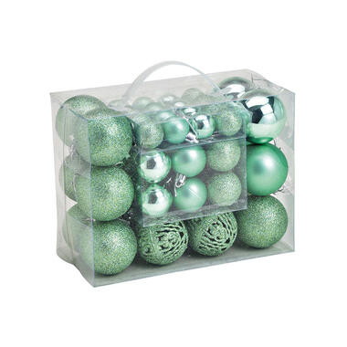 G. Wurm Kerstballen - set 50x st - mintgroen - 3,4,6 cm product