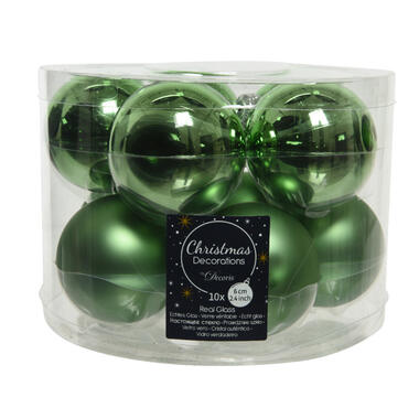 Decoris Kerstballen - 10 stuks - glas - groen - 6 cm product