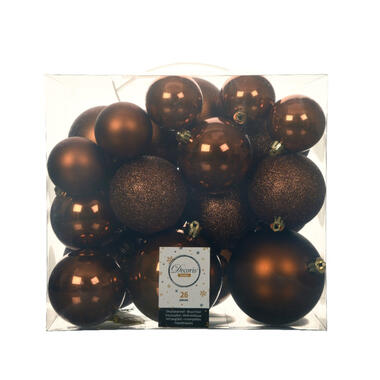 Decoris Kerstballen - 26x st - kaneel bruin - 6-8-10 cm product