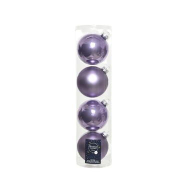 Decoris kerstballen - 4x st - lila paars - D10 cm - glas product