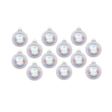 Inge Christmas Goods Kerstballen - 12x st - transparant parelmoer - D8 cm - glas product