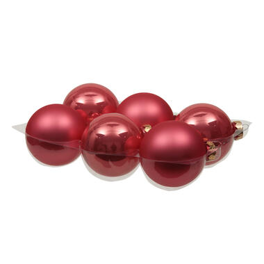 Othmara Kerstballen - 6 stuks - glas - bubblegum roze - 8 cm product