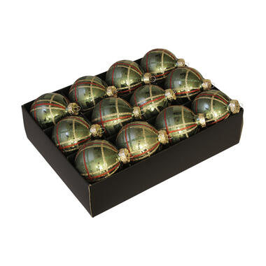 Othmar Decorations Luxe kerstballen - 12x - groen - 7,5 cm - glas product