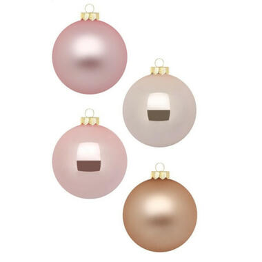 Inge Christmas Kerstballen - 12st - glas - parel roze - 8cm product