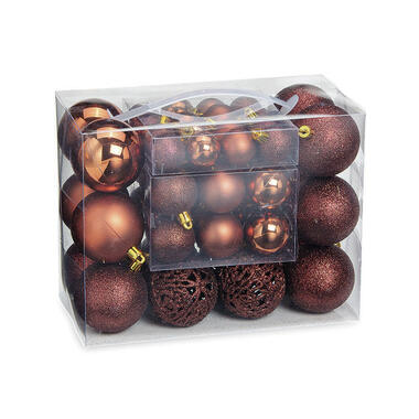 G. Wurm Kerstballen - set 50x st - bruin - 3,4,6 cm product