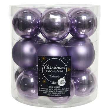 Decoris Kleine kerstballen - 18x - lila paars - D4 cm - glas product