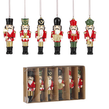 House of Seasons Kerst Ornament Notenkraker - Set 6 stuks - Rood product