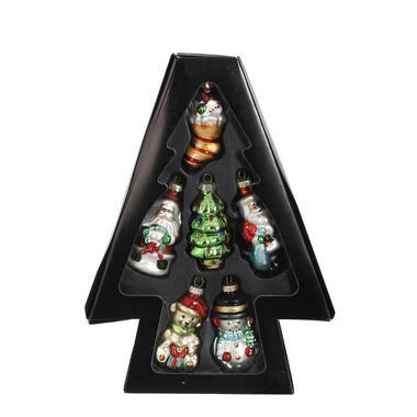 House of Seasons Kerst Ornamenten - Set 6 stuks - Glas - Groen product