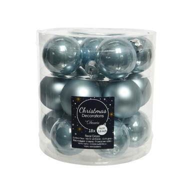 Decoris Kleine kerstballen - 18x - lichtblauw - D4 cm - glas product