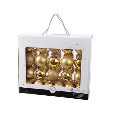 Decoris Kerstballen - 42 stuks - goud - kunststof - 5-6-7 cm product