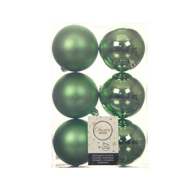 Decoris Kerstballen - 6x st - groen - D8 cm - kunststof product