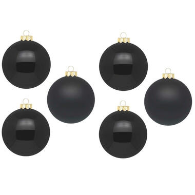 Inge Christmas grote kerstballen - 6x- zwart - 10 cm - glas product