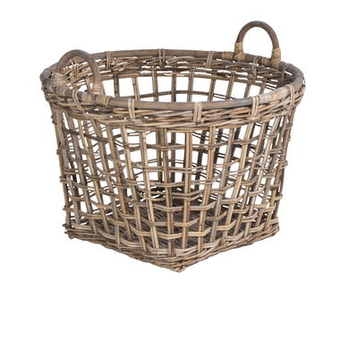 Rotan Haardmand Opengewerkt - Naturel - 68x68x45cm - Opbergmand product