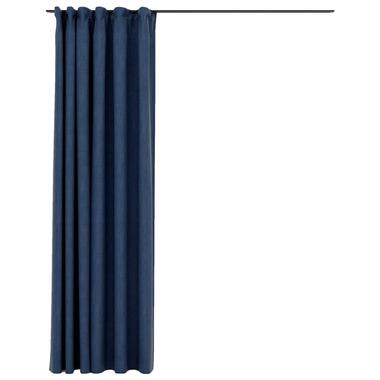 vidaXL Gordijn linnen-look verduisterend met haken 290x245 cm blauw product