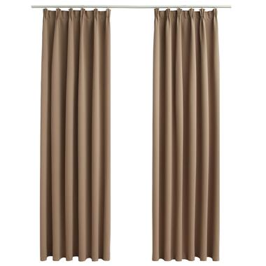 vidaXL 2x Gordijn met Haken Verduisterend 140x175 cm Taupe Raamgordijnen Raam product