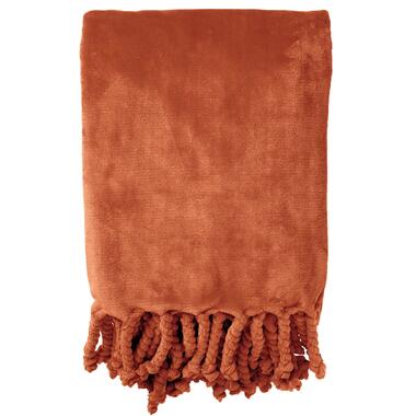 FLORIJN - Plaid fleece 150x200 cm - Potters Clay - oranje - superzacht - met fra product