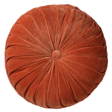 KAJA - Sierkussen rond velvet Ø40 cm - Potters Clay - oranje product