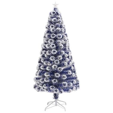 vidaXL Kunstkerstboom met verlichting 150 cm glasvezel wit en blauw product