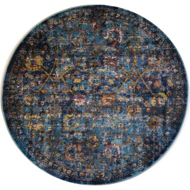 Picasso Sarough Vintage Rond Vloerkleed Blauw Laagpolig - 133 CM ROND product