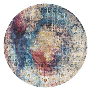 Picasso Heriz Vintage Rond Vloerkleed Multi / Blauw Laagpolig - 133 CM ROND product