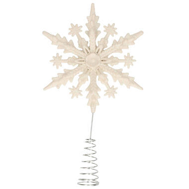 Kerstboom piek - 3D sneeuwvlok - kunststof - wit glitter - 20 cm product