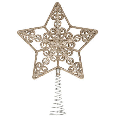 Kerstboom piek - open ster - kunststof - champagne - 20 cm product