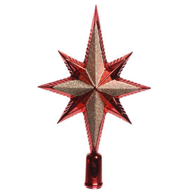 Decoris Piek - ster - glitters - rood - kunststof - 25 cm product