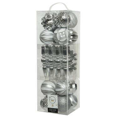 Decoris Kerstversiering set - kerstballen en kersthangers - 30x - zilver product