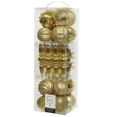 Decoris Kerstballen - 30st - kunststof - goud - 7-8cm product